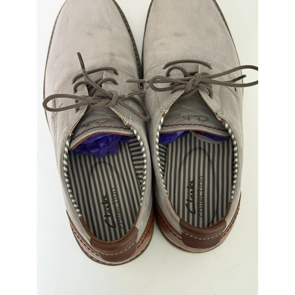 Clarks Mens Radcliff Low Gray Leather Casual Shoes Suede Sz‎ 12 Event Office